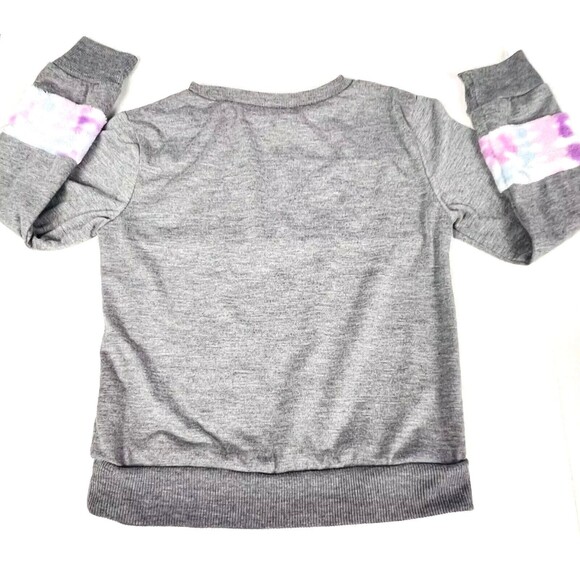BCBG Lounge Set Girls Extra Small Gray Tie Dye Plush Sweatshirt Jogger Pants - Picture 4 of 16